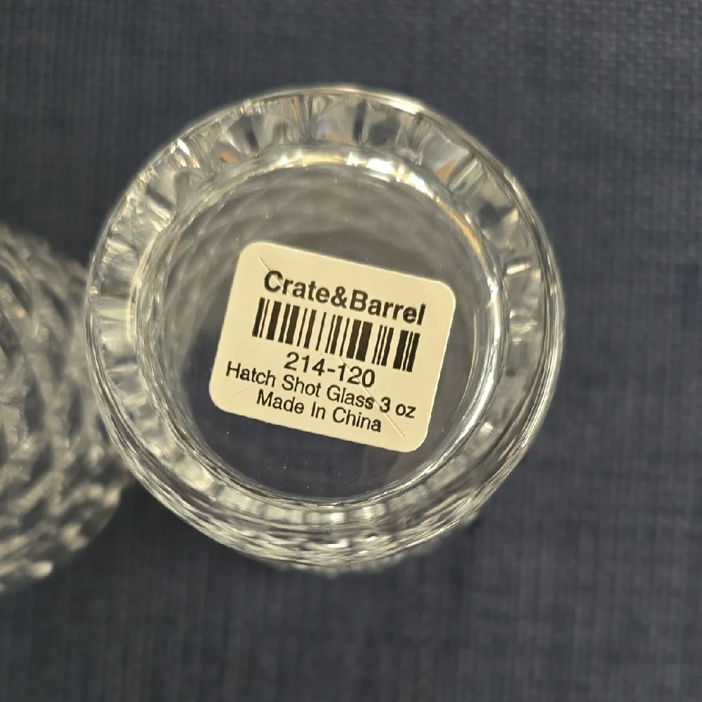 TWO 3 oz Crate & Barrel Clear Faceted Shot Glasses (Set of 2) Nwt No Box